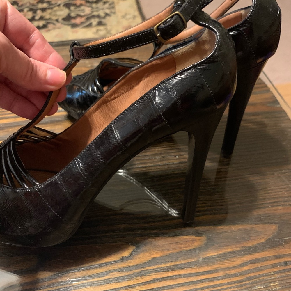 39.5 Derek Lam Black Leather Heels Made in Italy - Picture 5 of 13